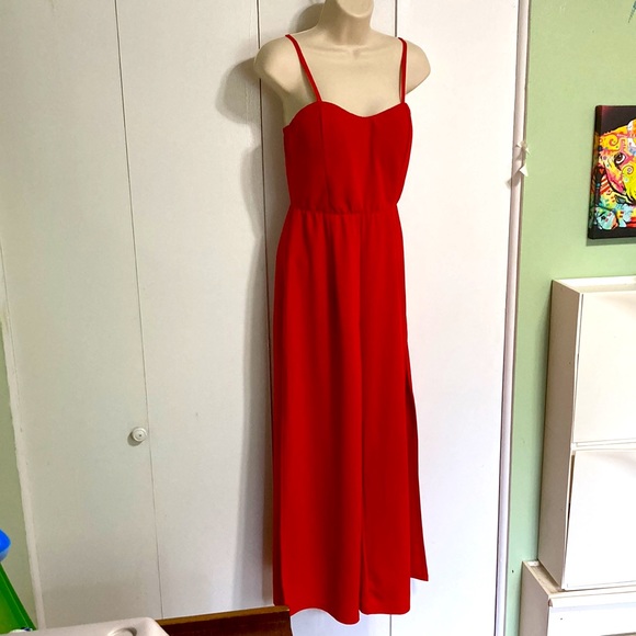 Nasty Gal Jumper Wide Leg Sweetheart Neckline Red Women's Large - Picture 6 of 14